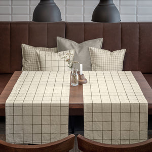 Tischläufer Skan groß kariert ; 40x120 cm (SxD); biel kremowa/antracyt