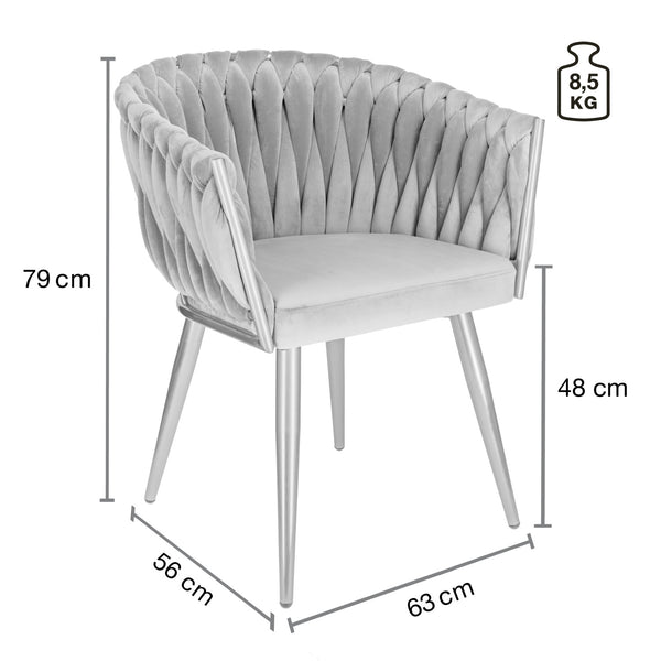 Armlehnenstuhl Wave Samt; 47x48x77 cm (SxGxW); siedzisko ciemny niebieski