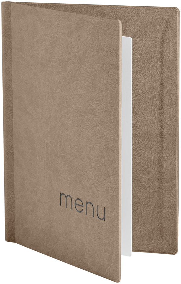 okładka zaciskowa Perron z grawerem MENU A4; Größe DIN A4, 22.5x30.5 cm (SxW); taupe