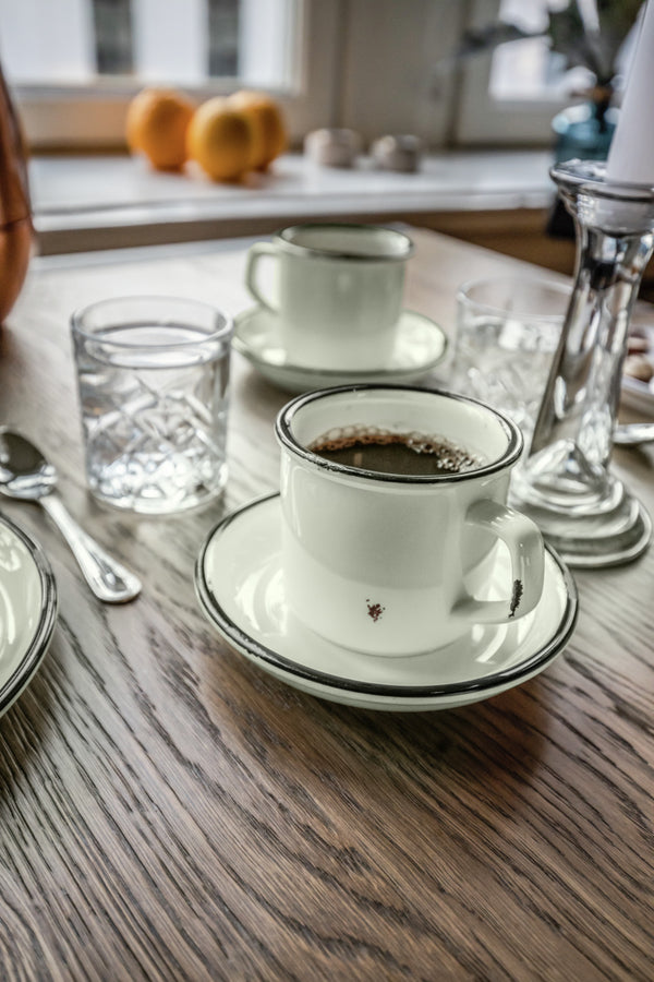 filiżanka do kawy Liron; 250ml, 9x7 cm (ØxW); biel kremowa/czarny; 4 sztuka / opakowanie