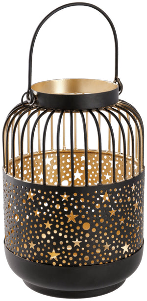 lampion Lilita; 13.5x21 cm (ØxW); czarny/złoto