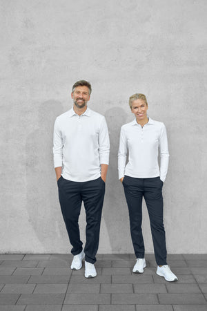 Poloshirt Herren Langarm Malme Regular Fit; Kleidergröße XL; biały