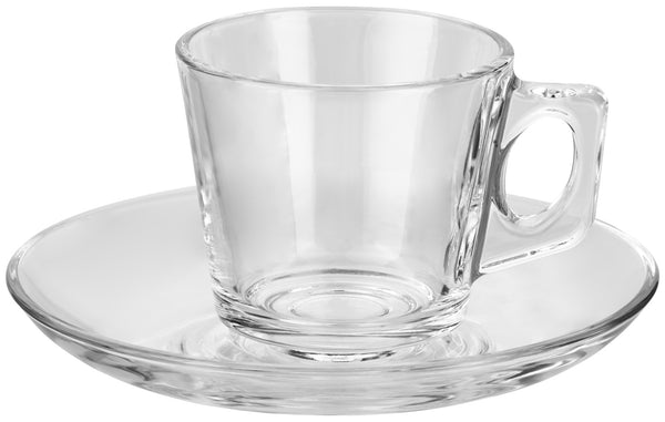 szklanka i spodek do szklanki do kawy Vela; 195ml, 8.5x7 cm (ØxW); transparentny; 6 sztuka / opakowanie