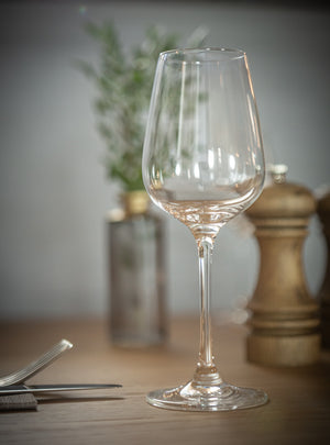 kieliszek do wina białego Medina ze znacznikiem pojemności; 260ml, 5.3x20.6 cm (ØxW); transparentny; 0.1 l Füllstrich, 6 sztuka / opakowanie
