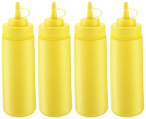 butelka do wyciskania; 350ml, 6x20 cm (ØxW); żółty; 4 sztuka / opakowanie