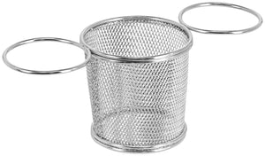 kosz do frytek Niragua okrągły z pojemnikiem na sos; 9x8 cm (ØxW); srebro; okrągły