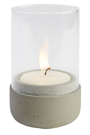 Windlicht ELEMENT; 7.5x13 cm (ØxW); beton/transparentny; okrągły