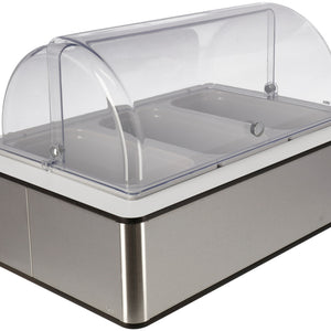witrynka chłodząca Fundale biała pojemnik 10 cm melamina biała 3 x 1/3; Größe GN 1/1, 57x36.5x27.4 cm (DxSxW); orzech włoski/transparentny/biały; prostokątny