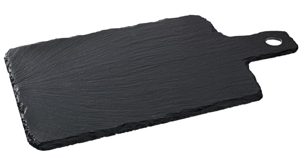 taca z łupka naturalnego Patara kwadratowa z uchwytem; 27x20x0.5 cm (DxSxW); czarny; prostokątny