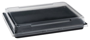 pudełko na sushi z PET; 26.2x19.5x4.3 cm (DxSxW); czarny; prostokątny; 200 sztuka / opakowanie