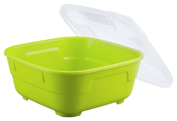 pojemnik na menu do wielokrotnego użytku Goodbowl; 550ml, 14.2x14.2x6.1x6.1 cm (DxSxØxW); zielone jabłko; kwadrat; 5 sztuka / opakowanie