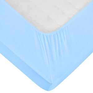 prześcieradło z gumką Jersey; 90-100x190-200 cm (SxD); jasny niebieski; 2 sztuka / opakowanie