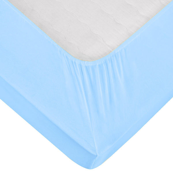 prześcieradło z gumką Jersey; 90-100x190-200 cm (SxD); jasny niebieski; 2 sztuka / opakowanie
