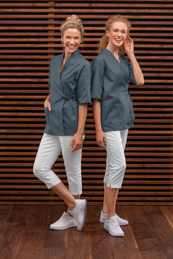 bluza kucharska damska Yuki; Kleidergröße 56; szaro-błękitny