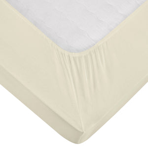 prześcieradło z gumką Jersey; 90-100x190-200 cm (SxD); szampan; 2 sztuka / opakowanie