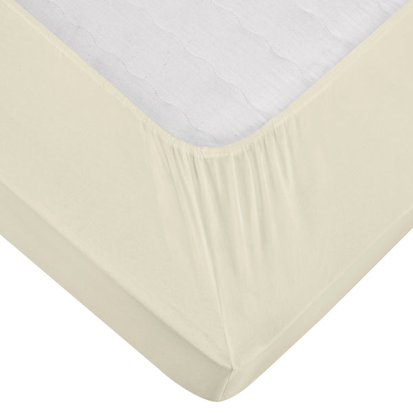 prześcieradło z gumką Jersey; 90-100x190-200 cm (SxD); szampan; 2 sztuka / opakowanie