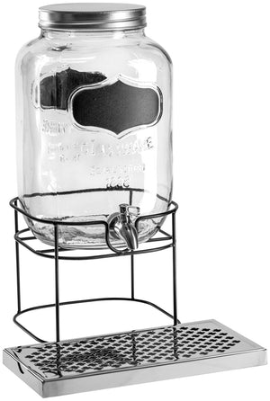 dyspenser do napojów Modesto ze stojakiem i tacą ociekową; 7000ml, 21x44x18 cm (SxWxG); czarny/transparentny/srebro