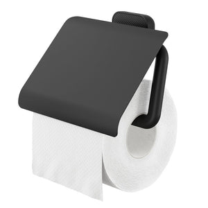 uchwyt na rolkę papieru toaletowego Carv z pokrywką; 4.1x12.3x4.1 cm (DxWxG); czarny