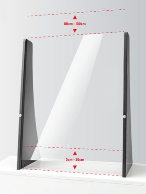 ścianka higieniczna do lad Prevent szkło bezpieczne; 65x30x80 cm (SxGxW); czarny
