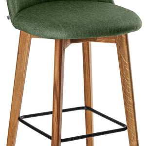 stołek barowy Alwin; 47x48x111 cm (SxGxW); siedzisko zielony, stelaż dąb/naturalny