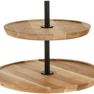 etażerka Cornu 2-poziomowa krótka bez nóg; 34.8x25.5 cm (ØxW); dąb/czarny; okrągły