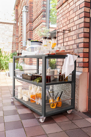 zestaw - wózek do serwowania Aventuro z półkami i pojemnikami GN; 119x56x80 cm (SxGxW); antracyt