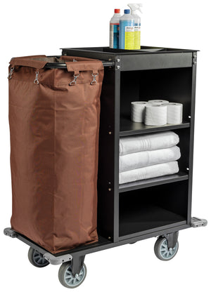 Housekeeping Wagen Service mit Wäschesack; 95x50x112 cm (DxSxW); czarny/brązowy