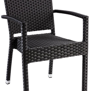 krzesło plecione Smart z podłokietnikami; 57x59x86 cm (SxGxW); siedzisko czarny, stelaż czarny; 4 sztuka / opakowanie