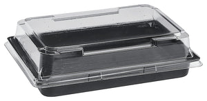 pudełko na sushi z PET; 17.1x12.3x4.3 cm (DxSxW); czarny; prostokątny; 500 sztuka / opakowanie