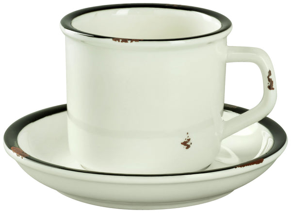 spodek do filiżanki do kawy Liron; 14.5 cm (Ø); biel kremowa/czarny; okrągły; 4 sztuka / opakowanie