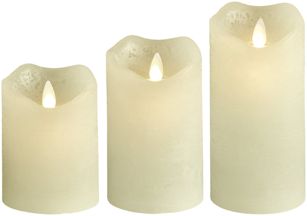 zestaw świec LED Gardi 3-cz.; 7.6x15 cm (ØxW); biel kremowa; okrągły