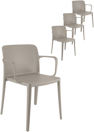 krzesło plastikowe Rigg z podłokietnikami; 57x55x78 cm (SxGxW); taupe; 4 sztuka / opakowanie