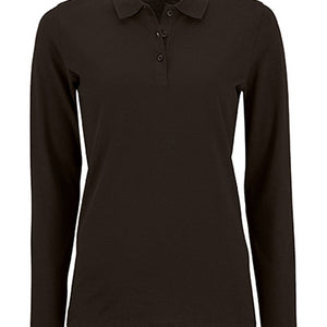 Koszulka polo damska Natural z długim rękawem