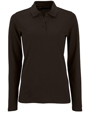 Koszulka polo damska Natural z długim rękawem
