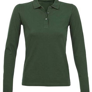 Koszulka polo damska Natural z długim rękawem