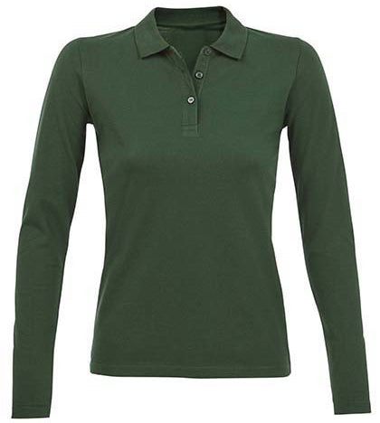 Koszulka polo damska Natural z długim rękawem