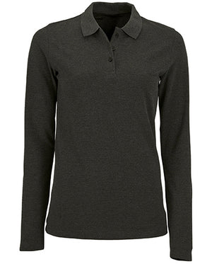 Koszulka polo damska Natural z długim rękawem