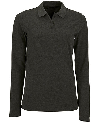 Koszulka polo damska Natural z długim rękawem