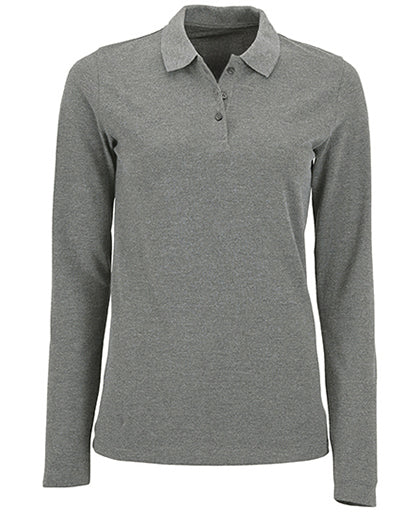 Koszulka polo damska Natural z długim rękawem