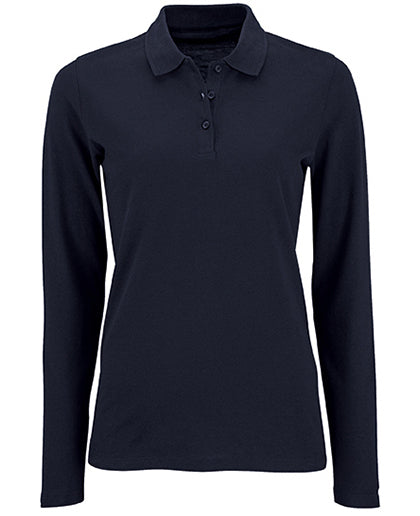 Koszulka polo damska Natural z długim rękawem