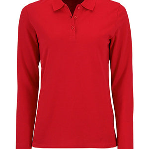 Koszulka polo damska Natural z długim rękawem