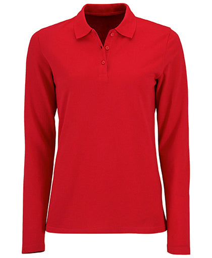 Koszulka polo damska Natural z długim rękawem