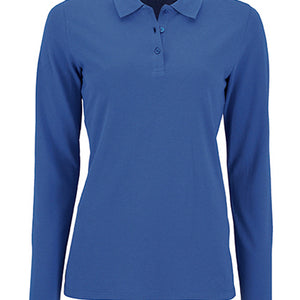 Koszulka polo damska Natural z długim rękawem