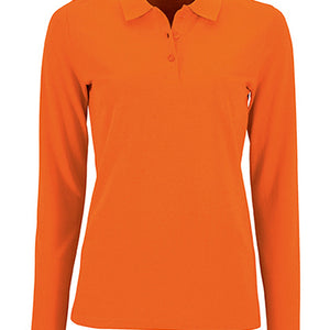 Koszulka polo damska Natural z długim rękawem