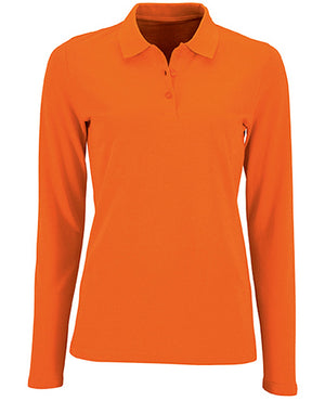Koszulka polo damska Natural z długim rękawem