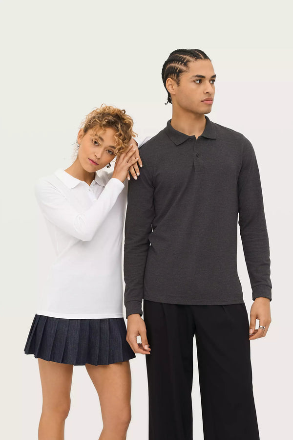 Koszulka polo męska Natural z długim rękawem