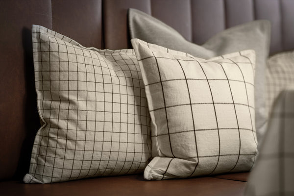 Kissenbezug Skan groß kariert; 40x40 cm (SxD); biel kremowa/antracyt