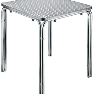 stół aluminiowy Limona prostokątny piętrowalny; 80x80x70 cm (DxSxW); Platte srebro, stelaż srebro; kwadrat