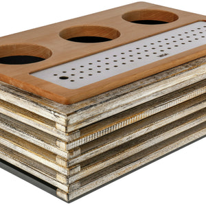 ekspozytor bufetowy na karafki Natchez 44927; Größe GN 1/1, 57.5x37x18.3 cm (DxSxW); biały vintage/stal nierdzewna/dąb; prostokątny