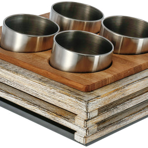 pojemnik na sztućce Natchez 44958; Größe GN 1/2, 37x31x13.5 cm (DxSxW); biały vintage/dąb/stal nierdzewna; prostokątny